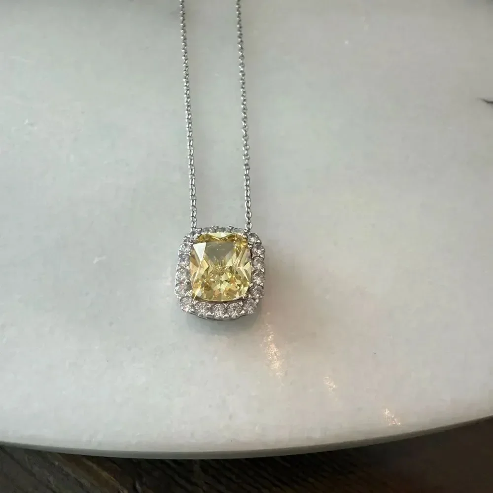 Savvy Cie NWOT Lab Created Canary and CZ Luxury Pendant